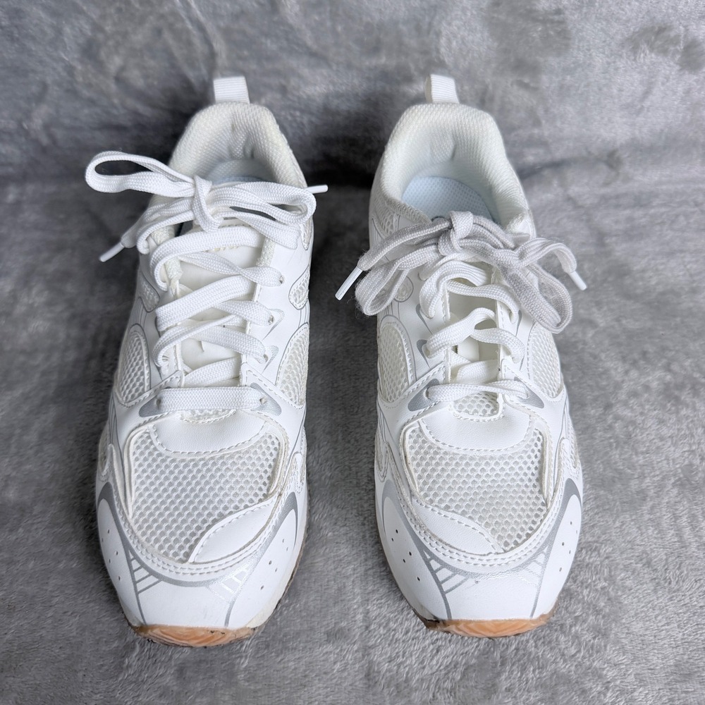 Lucky Step Kids Lace Sneakers Y2K Retro Mesh Rubber Sole Shoes 5 White Girls